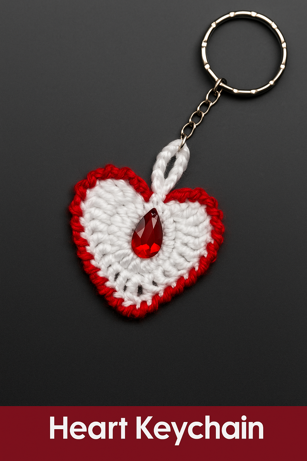 Sparkling beaded heart motif in crochet