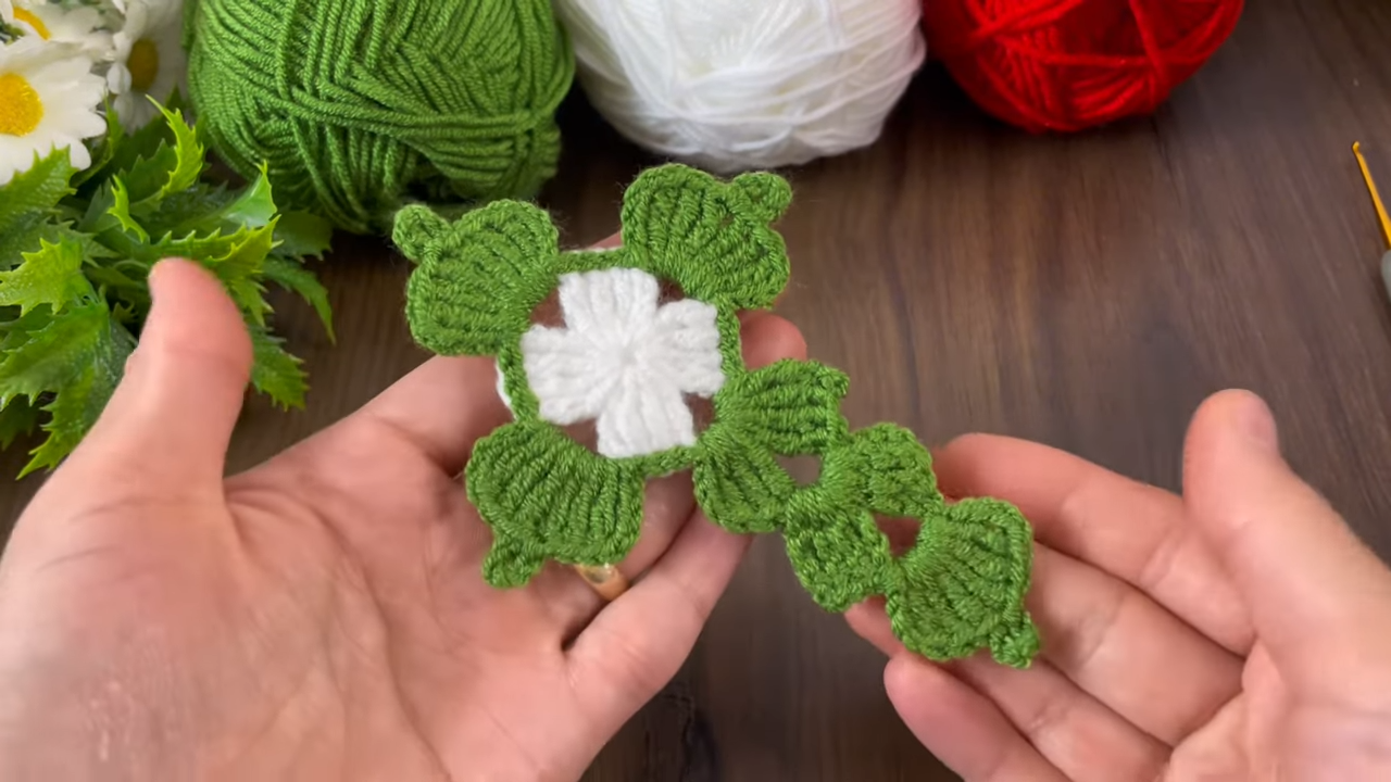 DIY handmade Christmas ornament – crochet cross decoration