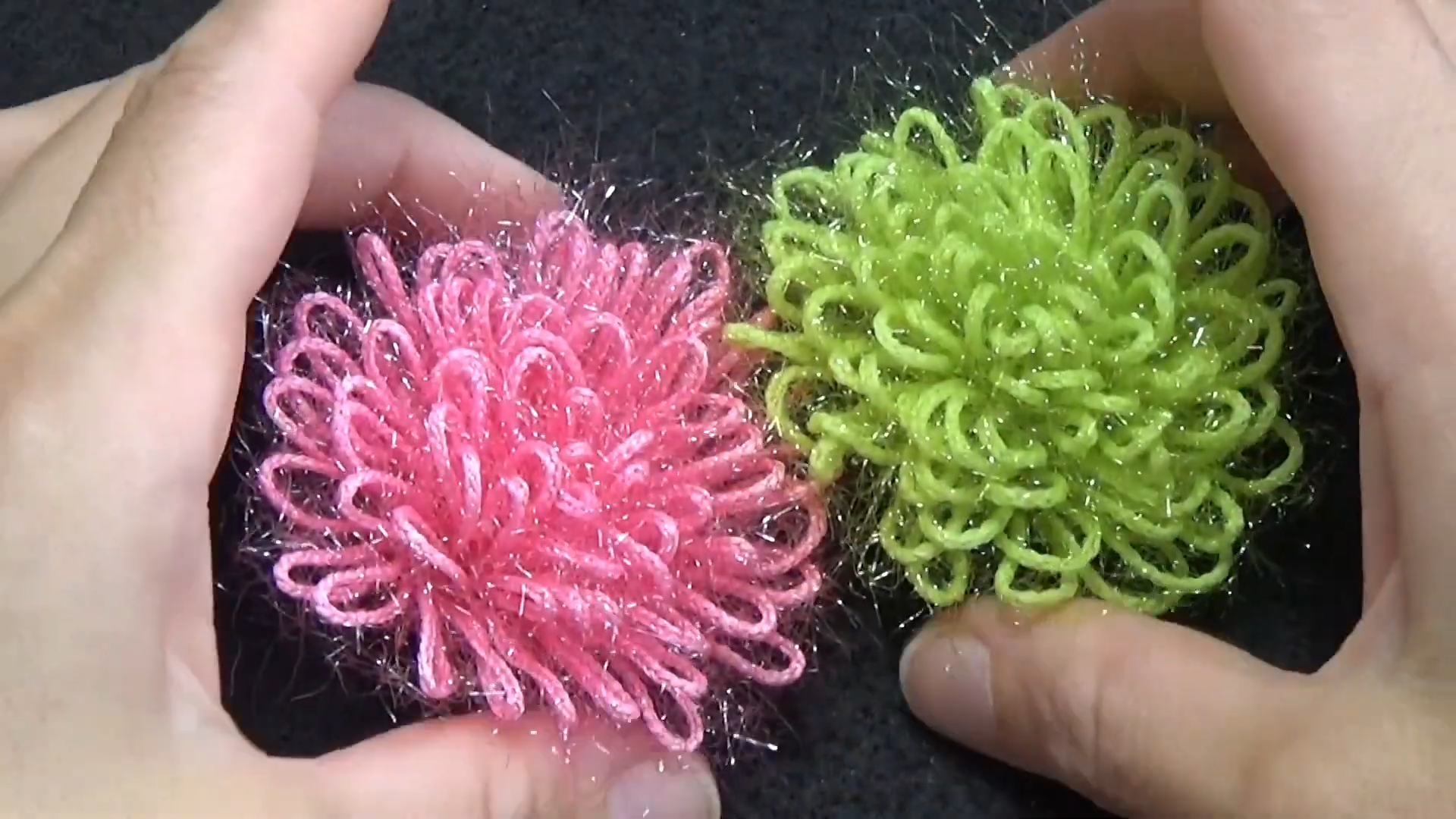 Colorful crochet flower used on accessories and handmade gifts